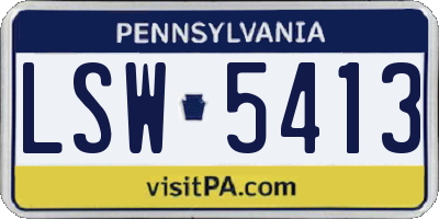 PA license plate LSW5413