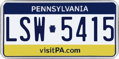 PA license plate LSW5415