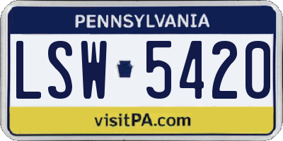 PA license plate LSW5420