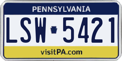 PA license plate LSW5421
