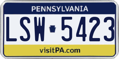 PA license plate LSW5423