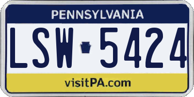 PA license plate LSW5424