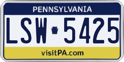 PA license plate LSW5425
