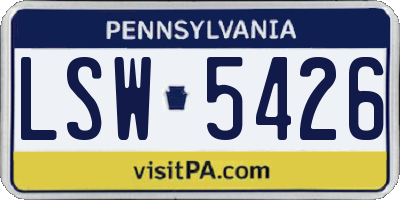 PA license plate LSW5426