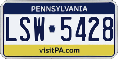 PA license plate LSW5428