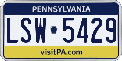 PA license plate LSW5429