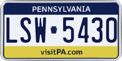 PA license plate LSW5430