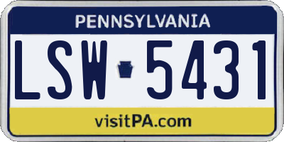 PA license plate LSW5431
