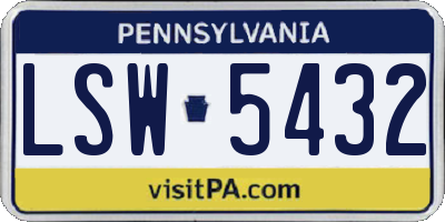 PA license plate LSW5432