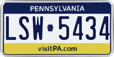 PA license plate LSW5434
