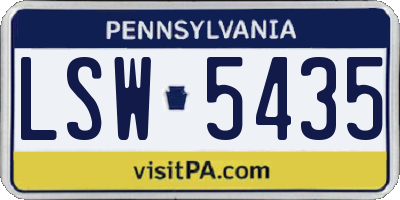 PA license plate LSW5435