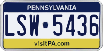 PA license plate LSW5436