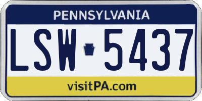 PA license plate LSW5437