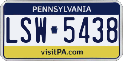 PA license plate LSW5438