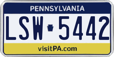 PA license plate LSW5442