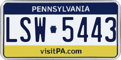 PA license plate LSW5443