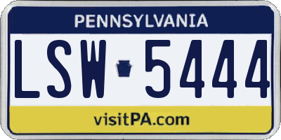 PA license plate LSW5444