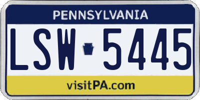 PA license plate LSW5445