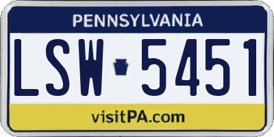 PA license plate LSW5451
