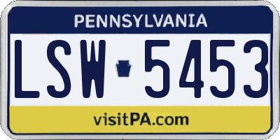PA license plate LSW5453