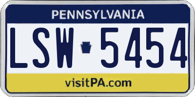 PA license plate LSW5454