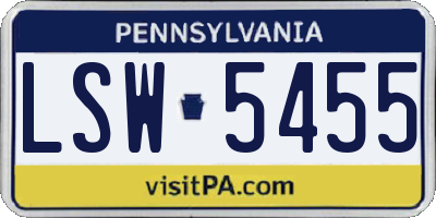 PA license plate LSW5455