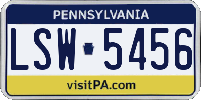 PA license plate LSW5456