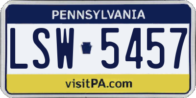 PA license plate LSW5457