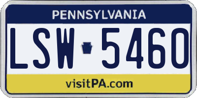 PA license plate LSW5460