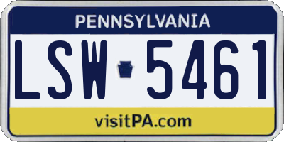 PA license plate LSW5461