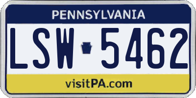 PA license plate LSW5462