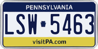 PA license plate LSW5463