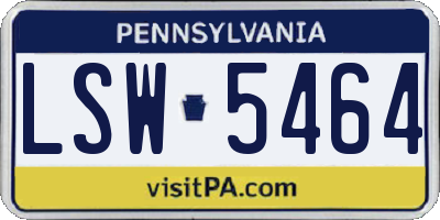 PA license plate LSW5464