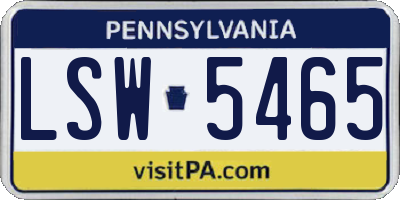PA license plate LSW5465