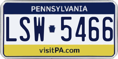 PA license plate LSW5466