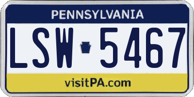 PA license plate LSW5467