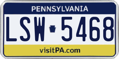 PA license plate LSW5468