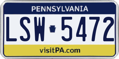 PA license plate LSW5472