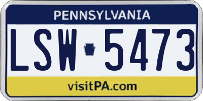 PA license plate LSW5473