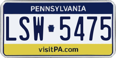 PA license plate LSW5475