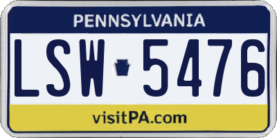 PA license plate LSW5476