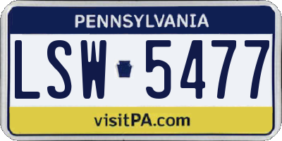 PA license plate LSW5477
