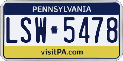 PA license plate LSW5478