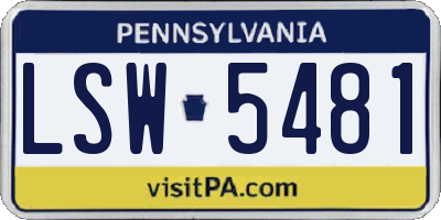 PA license plate LSW5481