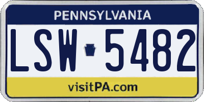 PA license plate LSW5482