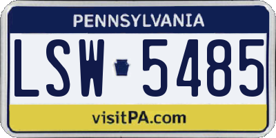 PA license plate LSW5485