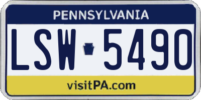 PA license plate LSW5490