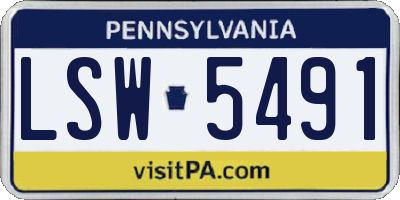 PA license plate LSW5491
