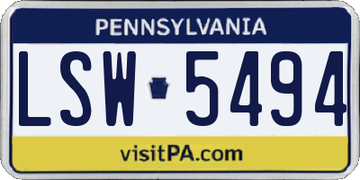 PA license plate LSW5494
