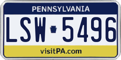 PA license plate LSW5496